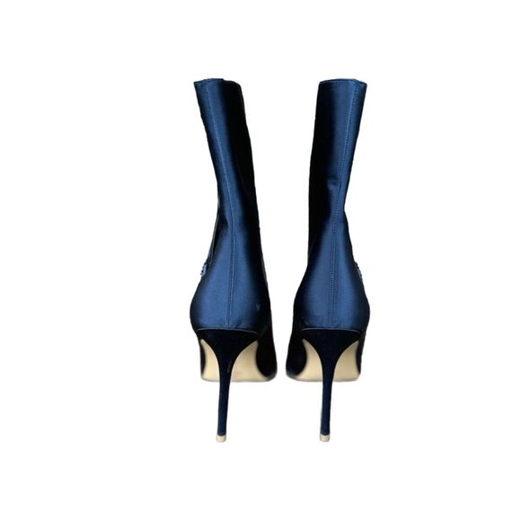 NWOT Charles by C. David Women’s Navy Satin Stiletto Rhinestone Booties Size 9.5 - Picture 4 of 6